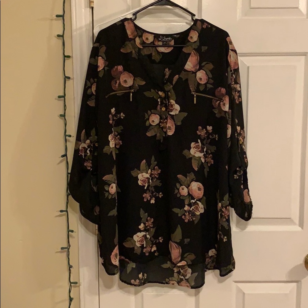 Black, Floral Blouse